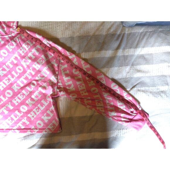 Hello Kitty Pink Cropped Hoodie Oversized M/L Kawaii Y2K Teddy Bear Logo - Picture 7 of 7